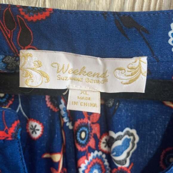 Weekend by Suzanne Betro Floral Print Boho Rayon Tunic XL - Picture 2 of 7